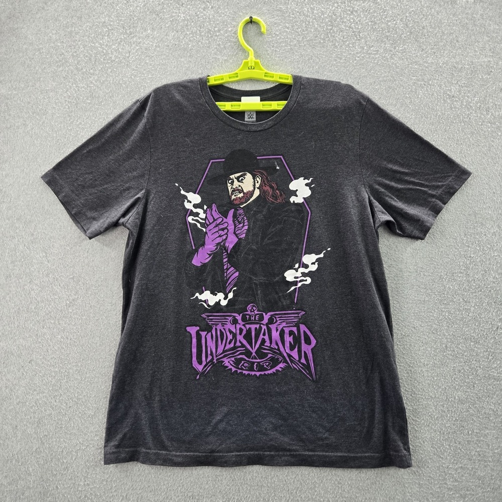 WWE Men Shirt XL Gray Graphic Print The Undertaker‎ Short Sleeve Logo